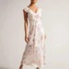 Ted Baker Ninia Belted Floral Midaxi Dress, Cream/Pink