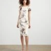 Ted Baker SAIDIE Vanilla Bodycon Bardot Dress, White/Multi