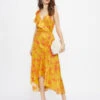 Ted Baker SARAAA Ruffle Midi Wrap Dress, Yellow/Pink