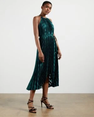 Ted Baker SASSKI Pleated Maxi Dress, Green 1 Ted Baker SASSKI Pleated Maxi Dress, Green