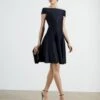 Ted Baker SHELBIY Knitted Bardot Skater Dress, Navy Blue