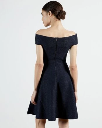 Ted Baker SHELBIY Knitted Bardot Skater Dress, Navy Blue 2 Ted Baker SHELBIY Knitted Bardot Skater Dress, Navy Blue - Image 2