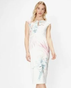 Ted Baker SOOZIE Serendipity Printed Bodycon Dress, Natural White/Multi