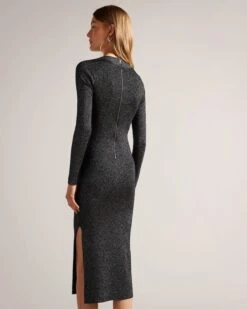 Ted Baker Tabytha Slim Fit Cross Over Knit Dress, Black -EleganceWear Store ted baker tabytha slim fit cross over knit dress black1