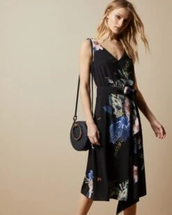 Ted Baker TRINNI Jamboree Midi Floral Dress, Black/Multi