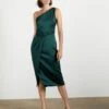 Ted Baker ZAARAA One Shoulder Fold Detail Midi Dress, Green