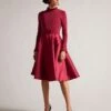 Ted Baker ZADI Frill Cuff Dress, Deep Pink