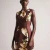 Ted Baker Zassha Printed Bodycon Dress, Brown/Multi