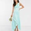 ASOS TFNC Bridesmaid One Shoulder Maxi Dress In Mint