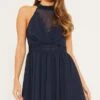 TFNC Katidja Navy Mini Halter Bridesmaid Dress, Navy