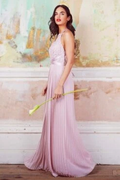 TFNC Viva Mink Lace Maxi Bridesmaid Dress, Pink/Blush