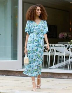 Threadbare Blue Aztec Print Midi Dress, Blue/Green