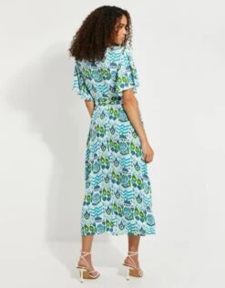 Threadbare Blue Aztec Print Midi Dress, Blue/Green -EleganceWear Store threadbare blue aztec print midi dress blue green2 e1661756467543