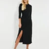 Threadbare Women's Black Side Split Jersey Dress