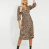 Threadbare Women's Leopard Print Wrap Midi Dress