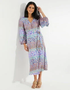 Threadbare Women's Multi Satin Leopard Print Midi Dress