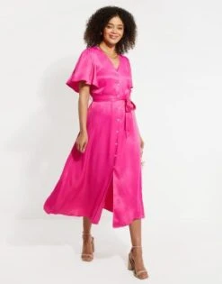 Threadbare Women's Pink Satin Button Down Midi Dress 5 Threadbare Women's Pink Satin Button Down Midi Dress -EleganceWear Store threadbare womens pink satin button down midi dress1 e1660309937782