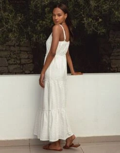 Threadbare Women's White Broderie Anglaise Cami Strap Tiered Midi Dress -EleganceWear Store threadbare womens white broderie anglaise cami strap tiered midi dress1