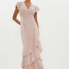 Coast Tiered Hem Ruffle Maxi Bridesmaid Dress, Light Blush/Nude