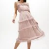 Coast Tiered Ruffle Skirt Midi Dress, Blush/Light Pink