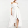 True Violet Bridal Off Shoulder High Low Maxi Dress In Ivory