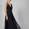 Ted Baker CELEYST V Neck Georgette Midi Dress, Navy Blue