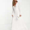Vila Bridal Maxi Dress With Covered Buttons In White