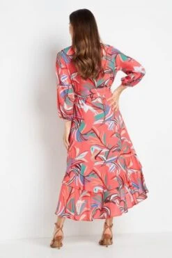 Wallis Print Layered Midi Shirt Dress, Pink/Multi -EleganceWear Store wallis print layered midi shirt dress pink multi2 e1627595900547