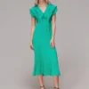 Whistles Adeline Frill Midi Dress, Green