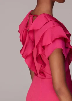 Whistles Adeline Frill Midi Dress, Pink -EleganceWear Store whistles adeline frill midi dress pink3