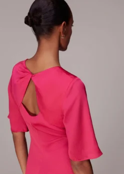 Whistles Alana Satin Cut Out Dress, Pink -EleganceWear Store whistles alana satin cut out dress pink2