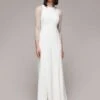 Whistles Cecilia Dobby Sheer Sleeve Wedding Dress, Ivory