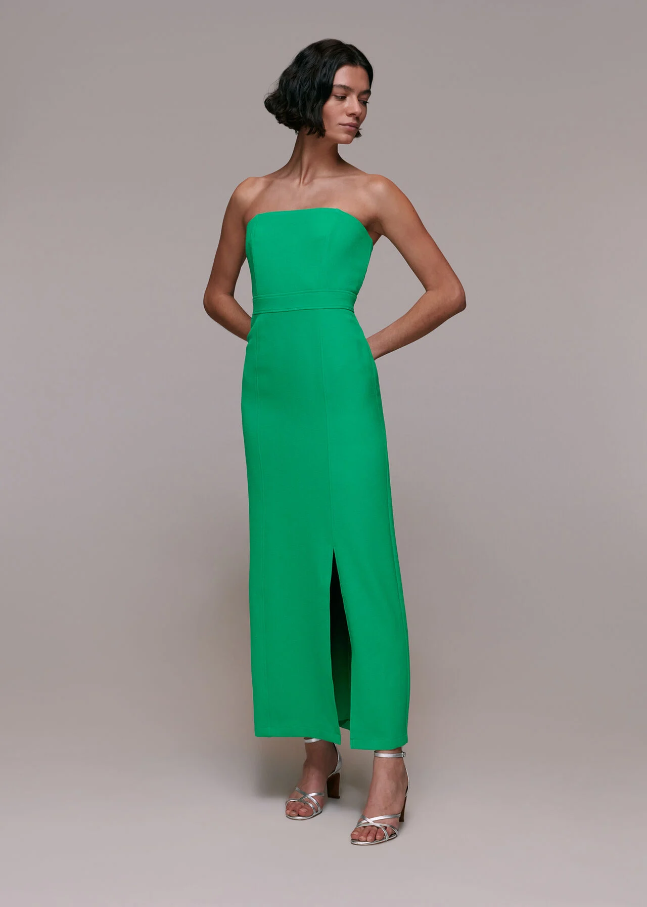 Whistles Gemma Strapless Maxi Dress, Green 1 Whistles Gemma Strapless Maxi Dress, Green