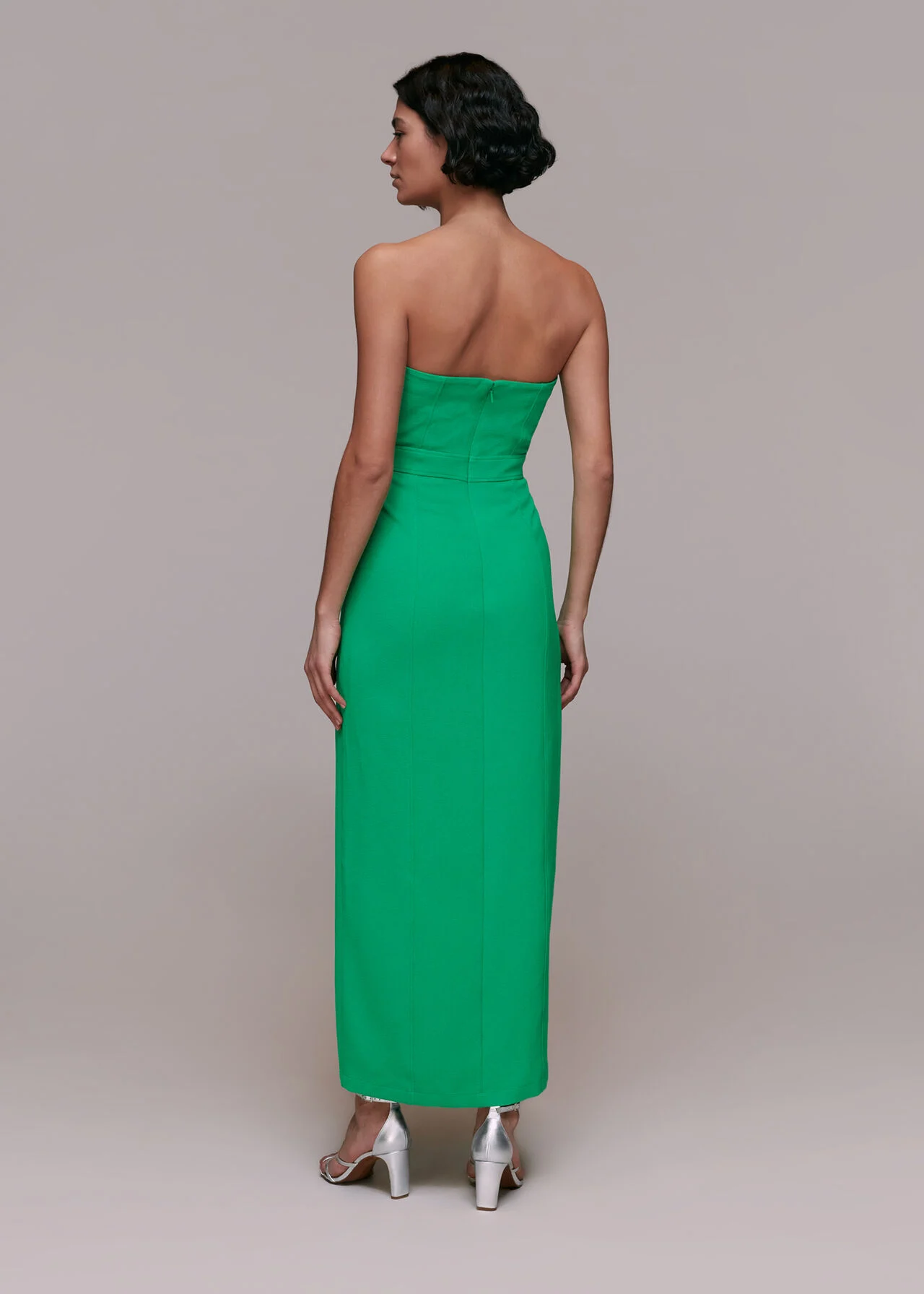 Whistles Gemma Strapless Maxi Dress, Green 2 Whistles Gemma Strapless Maxi Dress, Green - Image 2