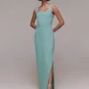 Whistles Mila Square Neck Maxi Dress, Sage Green
