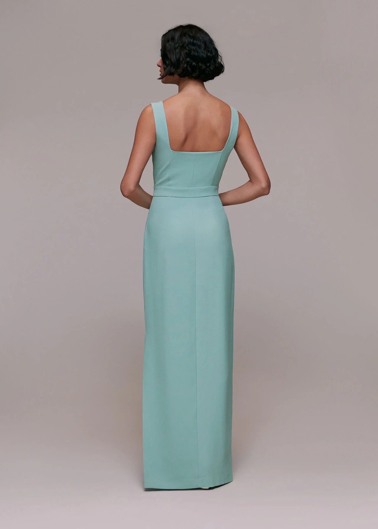 Whistles Mila Square Neck Maxi Dress, Sage Green 2 Whistles Mila Square Neck Maxi Dress, Sage Green - Image 2
