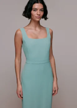 Whistles Mila Square Neck Maxi Dress, Sage Green -EleganceWear Store whistles mila square neck maxi dress sage green3