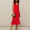 Whistles Milla Square Neck Dress, Red