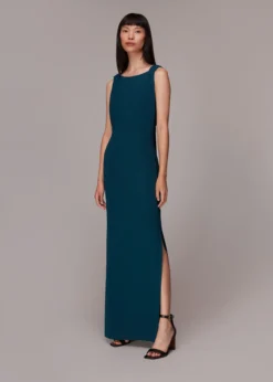 Whistles Tie Back Maxi Bridesmaid Dress, Teal