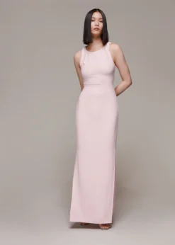 Whistles Tie Back Maxi Dress, Light Pink/Blush