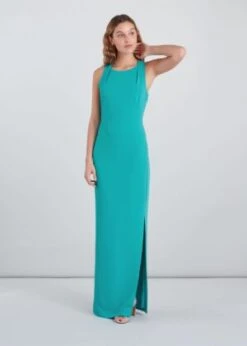 Whistles Tie Back Maxi Dress, Turquoise Blue