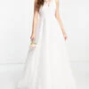 ASOS Y.A.S Bridal Maxi Dress With Textured Tulle Skirt And V Back In White