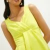 Coast Full Skirted Wrap Top Scuba Dress, Yellow
